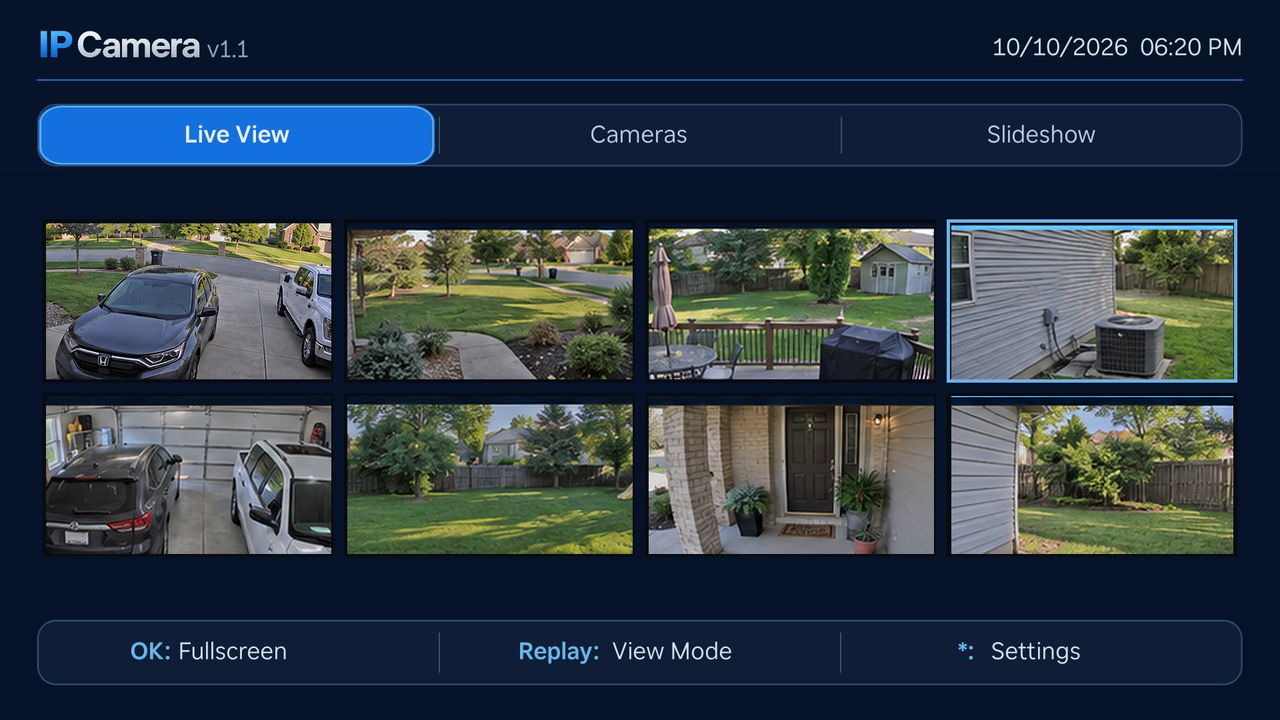 IP Camera: eight camera view